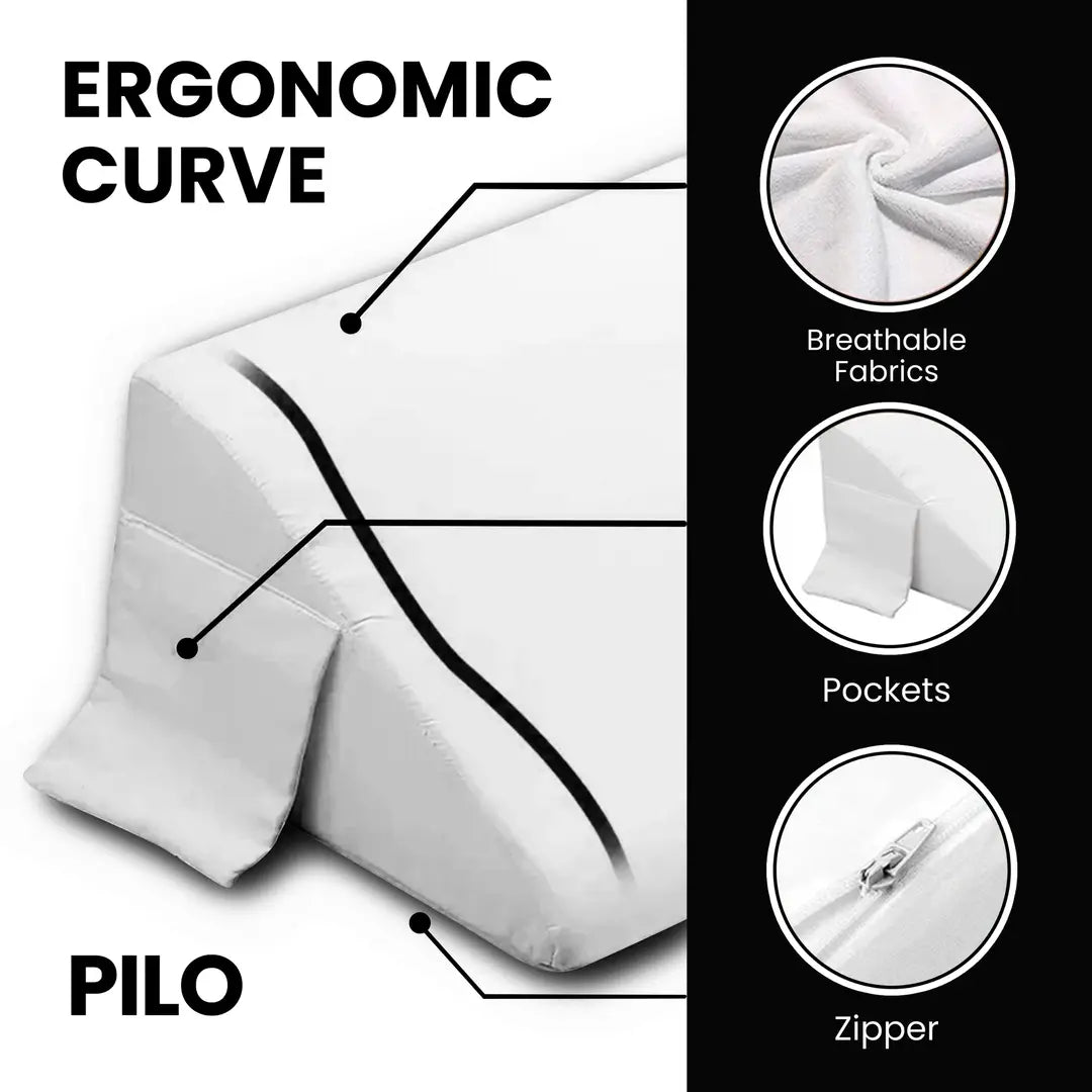 Mattress Gap Filler - Wedge Pillow with Storage Pockets for Headboard & Bed