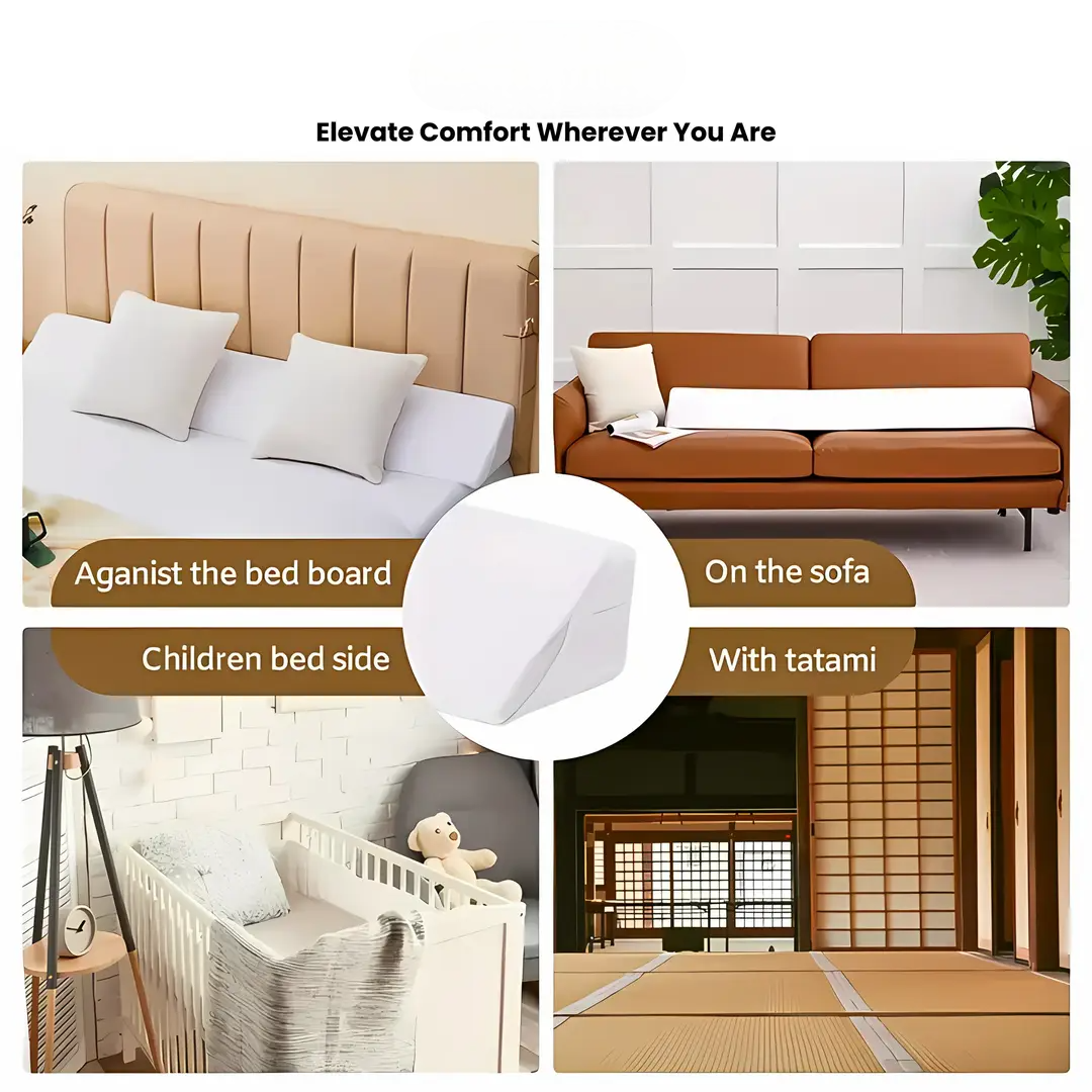 Mattress Gap Filler - Wedge Pillow with Storage Pockets for Headboard & Bed